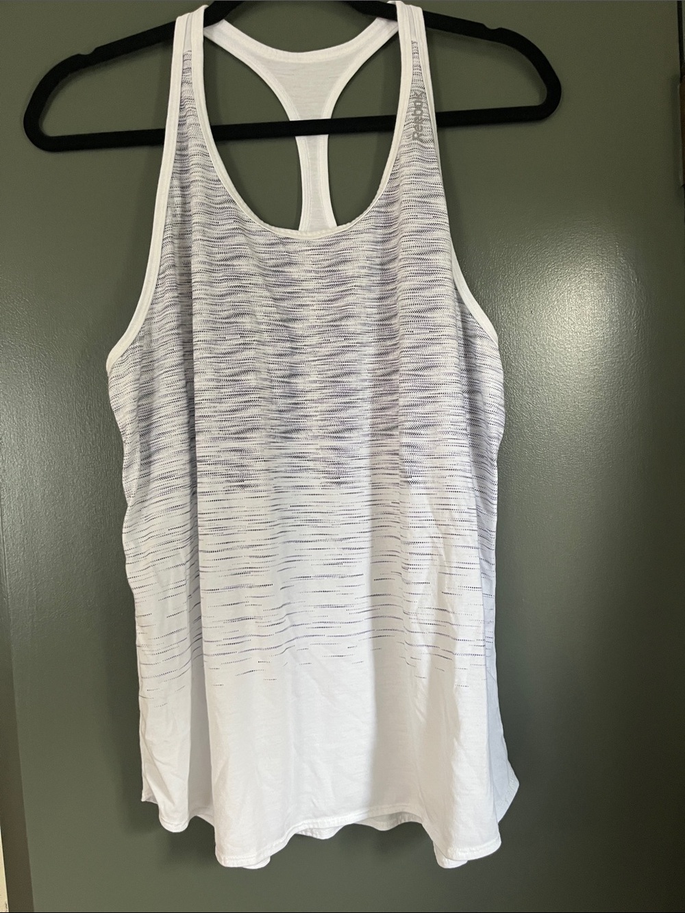 Reebok White Tank Top with Purple Space-Dye Accents